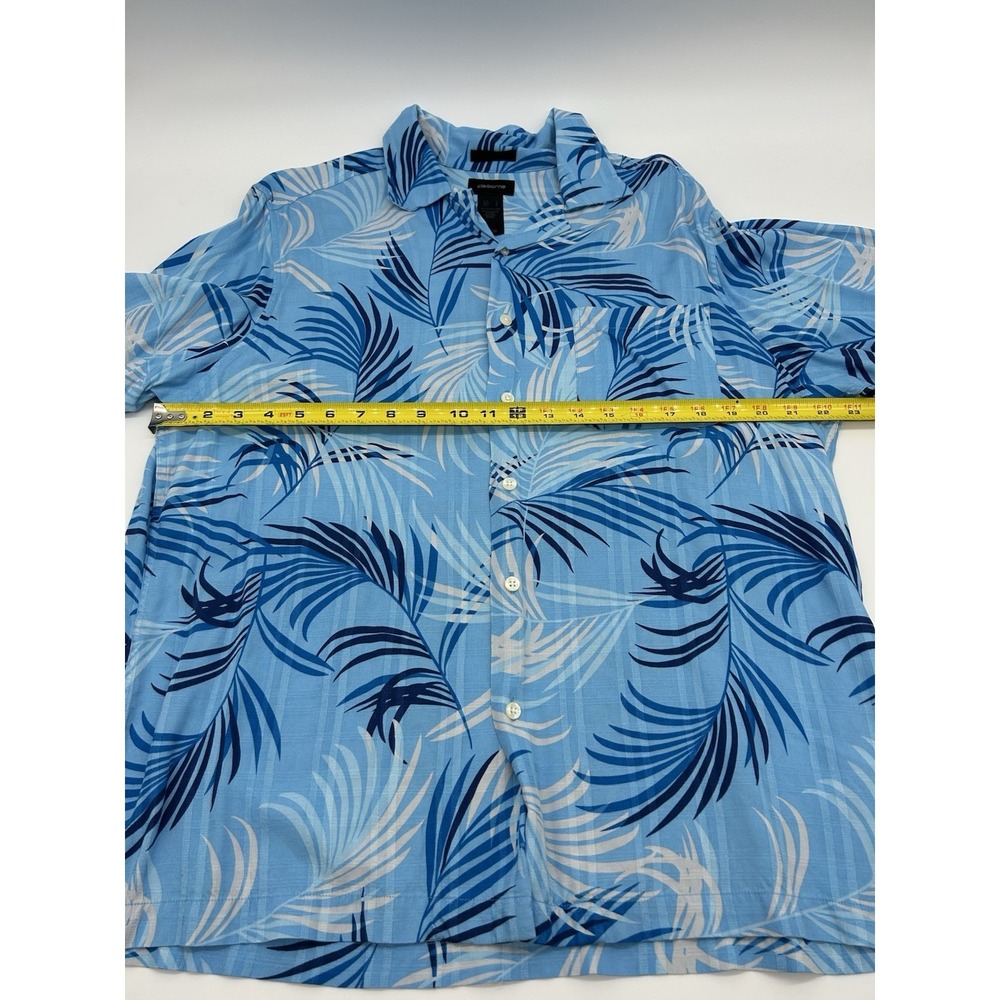 Claiborne Men's Blue Hawaiian Button Down Short Sleeve Shirt Hawaiian Rayon - Picture 5 of 7